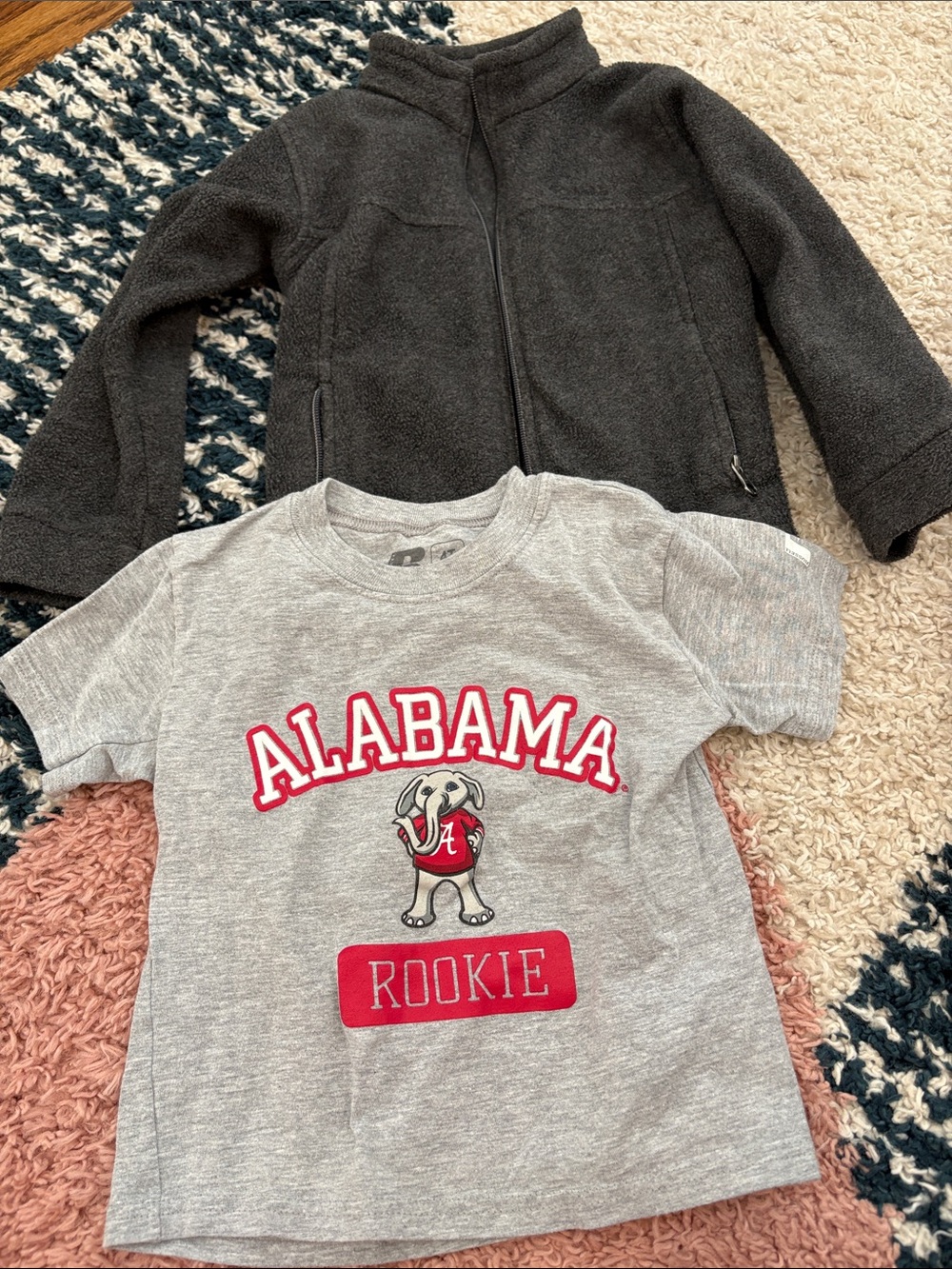 Alabama Rookie Gray Kids T‑Shirt, Grey Columbia Fleece